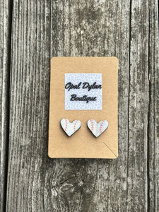 Wooden Heart Baseball Studs