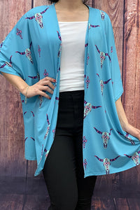 Turquoise Bull Skull Kimono