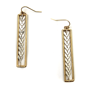 Rectangle Chevron Drop Earrings