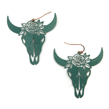 Load image into Gallery viewer, Longhorn with Flowers Earrings

