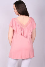 Load image into Gallery viewer, Mauve Ruffle Neck Top
